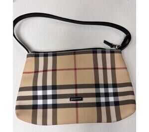 Vintage Burberry Nova Check Plaid Canvas Mini Sling Bag Purse #81984